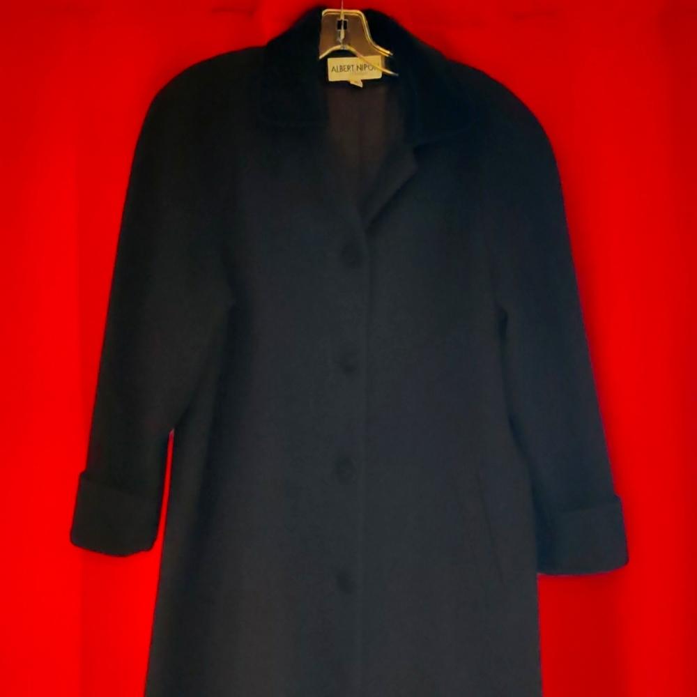 Albert Nipon Vintage Full Length Wool Coat W/Velv… - image 1